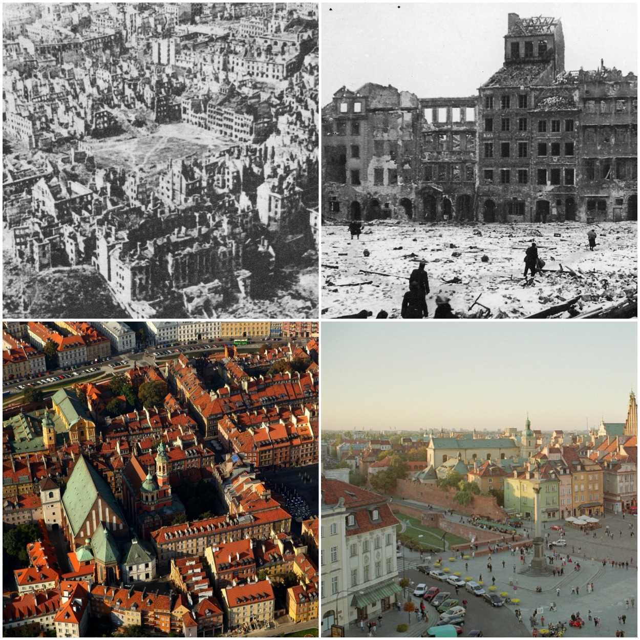 Варшава, зруйновані і відновлені частини міста.
