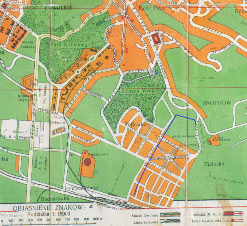 Репродукція ділянки мапи Львова у частині Нового Львова, 1931 рік. 840х770
