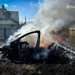 На Львівщині через спалювання сухої трави загорівся автомобіль Tesla